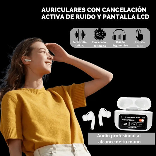 Auriculares con Cancelación Activa de Ruido y Pantalla LCD 🎧